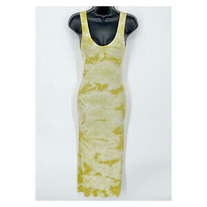 Enza Costa REVOLVE Tie Dye Tank Dress Bodycon Silhouette NEW Size M Yellow White